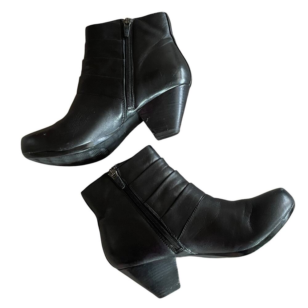 DANSKO Baker Women's Size 37/6.5-7 Black Nappa Leather Side Zip Ankle Boots - Picture 4 of 9